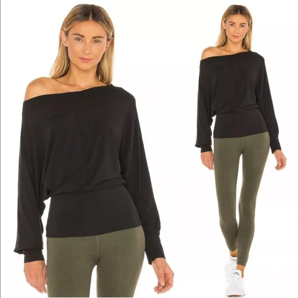 Free People Movement- OLIVE Green Sky High Long sleeve Top with back zipper